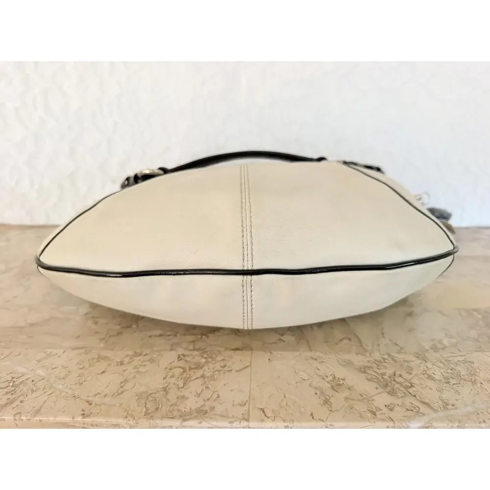 Coach Laura F14886 S Hobo Handbag Black / white Leather shoulder bag Y2K